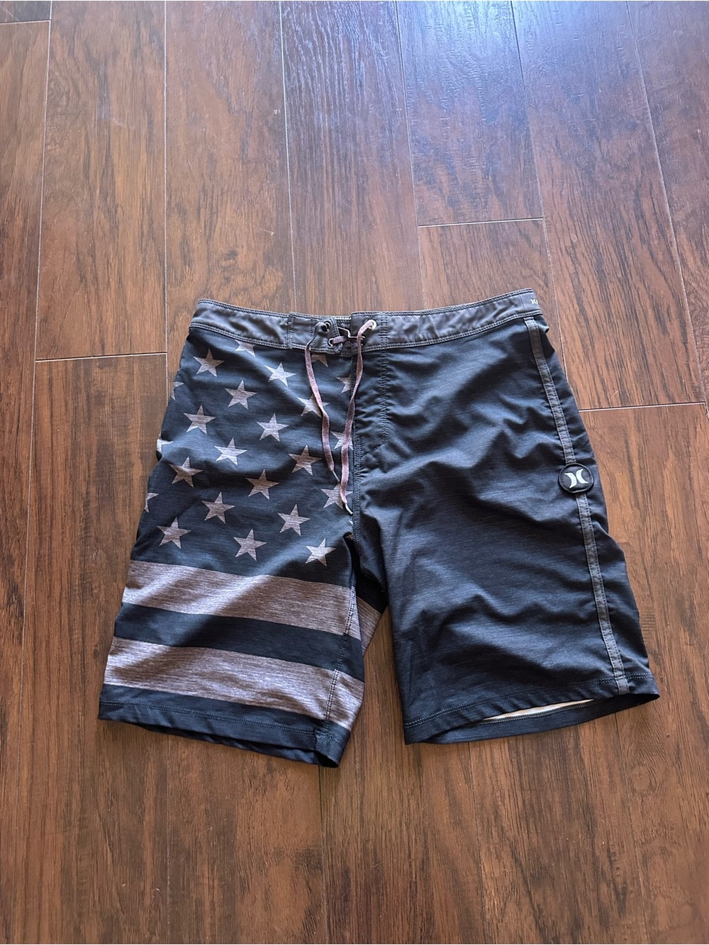 Hurley Black and Gray American Flag Board Shorts